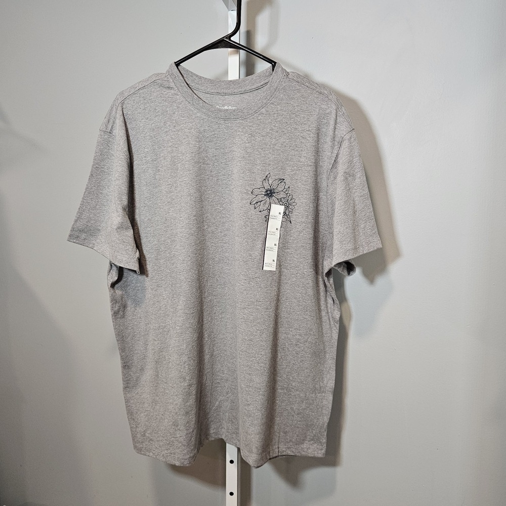 NWT Goodfellow & Co Women's Size XL Heathered Gray T-shirt Floral Motif